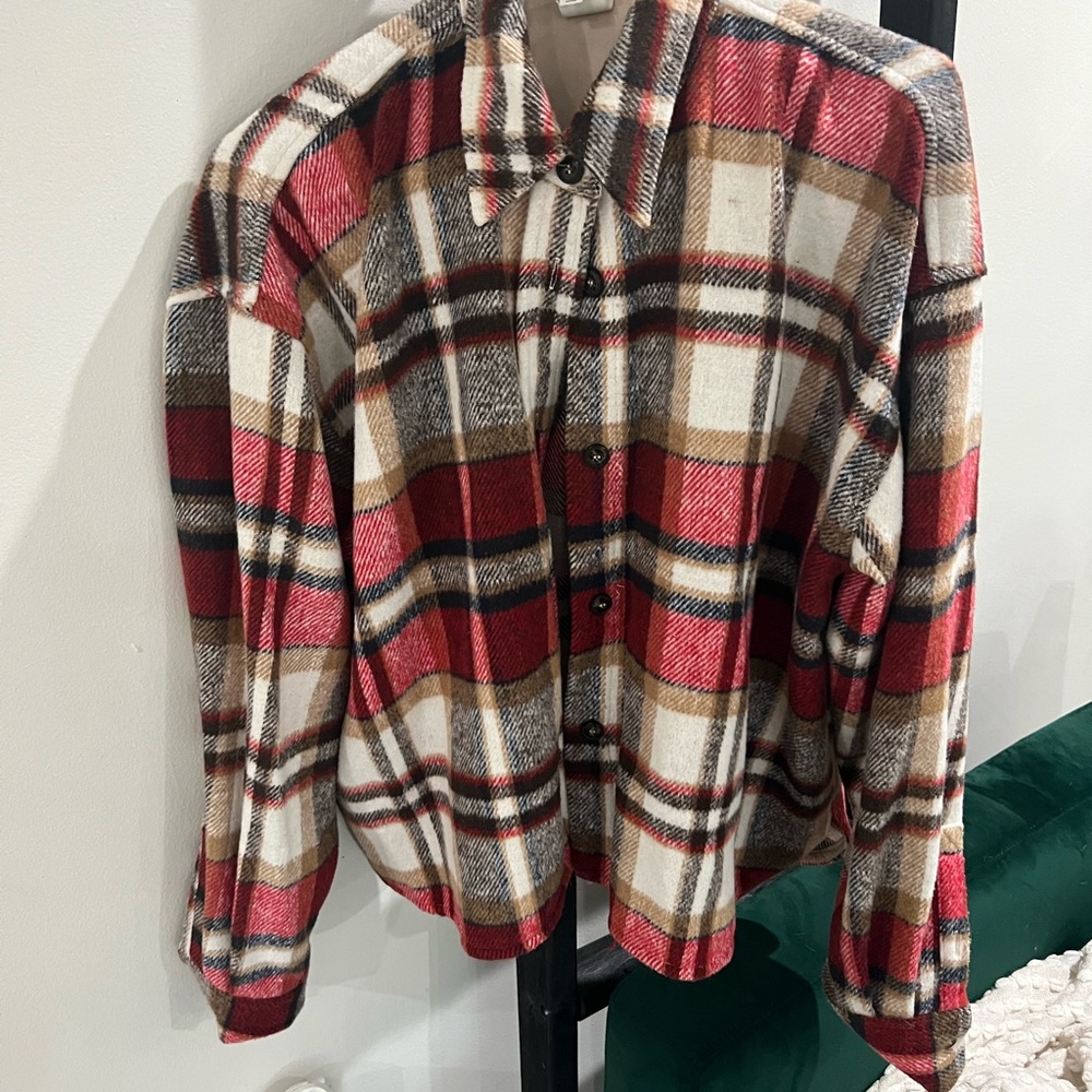Liverpool plaid button down shacket - Picture 2 of 8